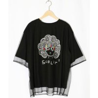 ScoLar/スカラー ScoLar 花メガネ刺繍 スカラーちゃんチュール重ねプルオーバー/508252744