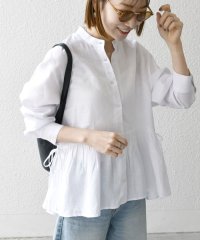 SHIPS any WOMEN/《予約》SHIPS any:〈洗濯機可能〉リネン ミックス リボン ペプラム バンドカラー シャツ 2/508256143