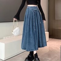 Belle Cie/ベルシー Belle Cie スカート デニムスカート ロング Aライン フレア ウエストゴム レディース ボトムス 韓国ファッション フェミニン ガーリー リ/508256208
