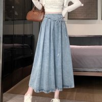 Belle Cie/ベルシー Belle Cie スカート デニムスカート ロング Aライン フレア ウエストゴム レディース ボトムス 韓国ファッション フェミニン ガーリー リ/508256208