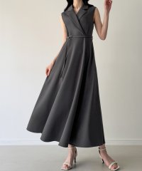 JUNOAH/ジュノア JUNOAH テーラーカラーノースリーブワンピース（裏地なし）/508256430