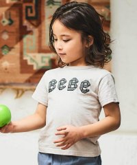 BeBe/ストライプテープロゴバックネームスラブ天竺半袖Tシャツ(90~150cm)/508182686