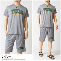 TopIsm/トップイズム TopIsm セットアップ メンズ 速乾DRY加工 ストレッチ 半袖 Tシャツ ハーフパンツ 上下セット アメカジプリント 部屋着 ルームウェア /504039074
