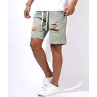 LUXSTYLE/ラグスタイル LUXSTYLE ダメージ加工デニムショートパンツ/イージーパンツ 短パン メンズ ジーパン Gパン ショート丈 膝上 短め ウエストゴム/508259680
