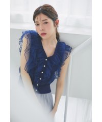 tocco closet/トッコクローゼット tocco closet チュールフリル付きパール釦ニットベスト/508260000