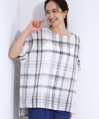 SHOO・LA・RUE/ポンチョシルエットで涼やか シアーチェックブラウス/508260219