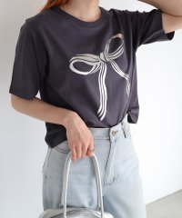 and　Me.../アンドミー andme BIG リボン プリント ショート丈 半袖 Tシャツ/508261336
