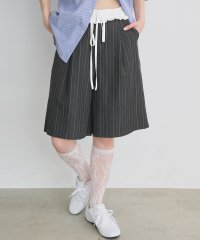 ad thie/アドティエ ad thie 【2025SS新作】ウエストフリル切替ストライプバミューダパンツ/508261341