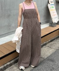 JUNOAH/ジュノア JUNOAH バックリボンチェックロンパース/508261373