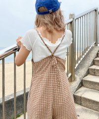 JUNOAH/ジュノア JUNOAH バックリボンチェックロンパース/508261373