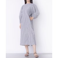 hunch/ハンチ hunch 先染めストライプ袖ボリュームワンピース/508200074