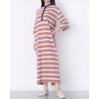 hunch/ハンチ hunch USAコットンOE天竺ボーダーバンドカラーワンピース/508200075