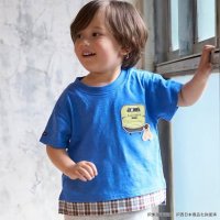 petit main/プティマイン petit main 【新幹線】裾チェックアップリケ半袖Tシャツ/508262287