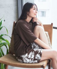 aimerfeel/パームリーフ柄 綿混 半袖 ショートパンツ 上下セット (男女兼用サイズ)/508262294