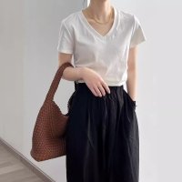 maison de LATIR/メゾンドラティール maison de LATIR オフィスにも使えるVネックサイドギャザー半袖Tシャツ/508262960