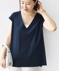 SHIPS WOMEN/〈手洗い可能〉スムース Vネック フレンチ スリーブ/508262978