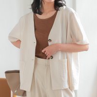 aquagarage/アクアガレージ aquagarage ノーカラー半袖ジャケット 春 夏 秋 M/508263049