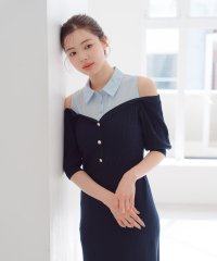 MISCH MASCH/ミッシュマッシュ MISCH MASCH 2025春夏新作 シャツレイヤードケーブルニットワンピース/508263486