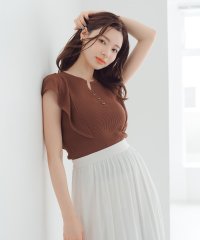 MISCH MASCH/ミッシュマッシュ MISCH MASCH 2025春夏新作 キーネックシアーフレア袖ニット/508263491