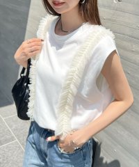 futier land/フューティアランド Futier Land チュールフリル付きフレンチスリーブプルオーバー/508263512
