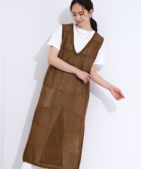 SHOO・LA・RUE Cutie Blonde/【前後2WAY】リネンライクブークレ パッチワーク風ニットワンピース/508263519