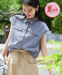 VIS/【夏トク価格】【UVケア/洗える】フレンチスリーブサッカーブラウス/508263608