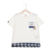 petit main/プティマイン petit main 【新幹線】裾チェックアップリケ半袖Tシャツ/508262287