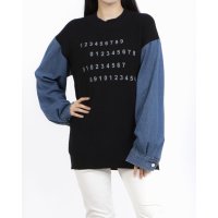 INTERPLANET/インタープラネット INTERPLANET 袖デニム切替ロゴプルオーバー/508265042