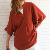 aquagarage/アクアガレージ aquagarage 楊柳キーネックドルマンブラウス 春 秋 冬 M L レディース/508265054