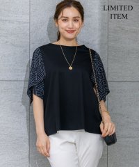 NIJYUSANKU（LARGE SIZE）/【Lサイズ限定/洗える】スカーフプリントコンビ スリーブデザイン カットソー/508265456