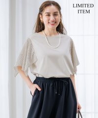 NIJYUSANKU（LARGE SIZE）/【Lサイズ限定/洗える】スカーフプリントコンビ スリーブデザイン カットソー/508265456