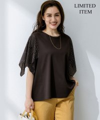 NIJYUSANKU（LARGE SIZE）/【Lサイズ限定/洗える】スカーフプリントコンビ スリーブデザイン カットソー/508265456