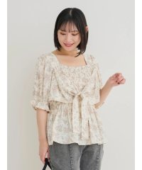 Re-J＆SUPURE/【WEB限定】花柄シャーリングリボンブラウス/508265627