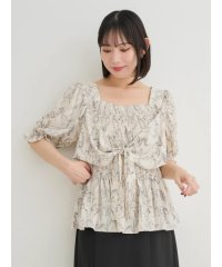 Re-J＆SUPURE/【WEB限定】花柄シャーリングリボンブラウス/508265627