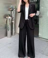 Flolia/フロリア Flolia 五分袖テーラードジャケット・ワイドパンツ セットアップ スーツ フォーマル セレモニー 卒業式 卒園式 入学式 入園式 ママスーツ ビジ/508265803