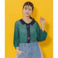 ScoLar/スカラー ScoLar 花蝶刺繍 メッシュ編みシャツ/508265836