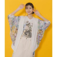 ScoLar/スカラー ScoLar 紫陽花のある海辺のお部屋柄 チュール切替カーディガン/508265837