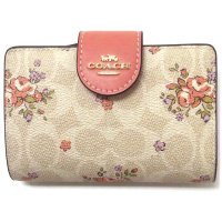 COACH/コーチ COACH コーチ 財布 COACH アウトレット シグネチャー キャンバス ミディアム コーナー ジップ ウォレット フローラル プリント 花柄 二つ/508265927