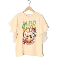 ScoLar/スカラー ScoLar ネコ×ロック柄 メッシュ切替Tシャツ/508265959