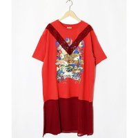 ScoLar/スカラー ScoLar スカラーキノコ柄 レース×シフォン切替ワンピース/508265962