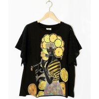 ScoLar/スカラー ScoLar オレンジスカラーちゃん 柄レース袖Tシャツ/508265965