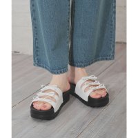 Honeys/ハニーズ Honeys リボンサンダル サンダル 靴 シューズ リボン トリプルリボン 合皮 フェイクレザー 厚底 フラット 無地 ガーリー 夏 白 黒 sho/508265987
