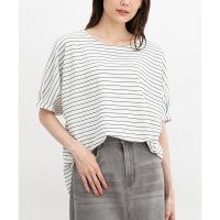 Honeys/ハニーズ Honeys 袖タックドルマントップス トップス カットソー 半袖 ドルマン袖 ボリューム袖 無地 ボーダー柄 ストレッチ タック レーヨン混 レディ/508266027