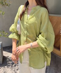 KOBE LETTUCE/コウベレタス KOBE LETTUCE シアーガーゼリラックスシャツ【ボリューミーバンドカラー】 [C3967]/508001661