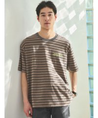 green label relaxing/【別注】＜PARKS PROJECT＞GLR オーバーダイ ボーダー ブラウン Tシャツ/508250411