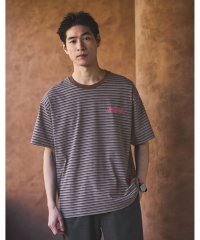 green label relaxing/【別注】＜PARKS PROJECT＞GLR オーバーダイ ボーダー パープル Tシャツ/508250412