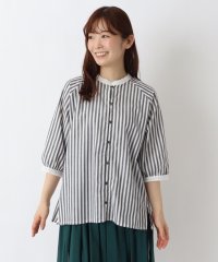 one'sterrace/コットンストライプ 5分袖ブラウス/508266764