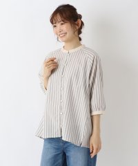 one'sterrace/コットンストライプ 5分袖ブラウス/508266764