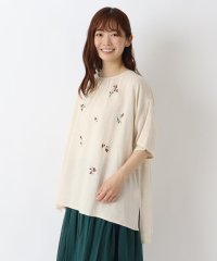 one'sterrace/フラワー刺繍 5分袖チュニックシャツ/508266765