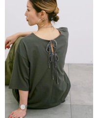 Samansa Mos2 blue/◎【接触冷感】バックリボンTシャツ/508267532